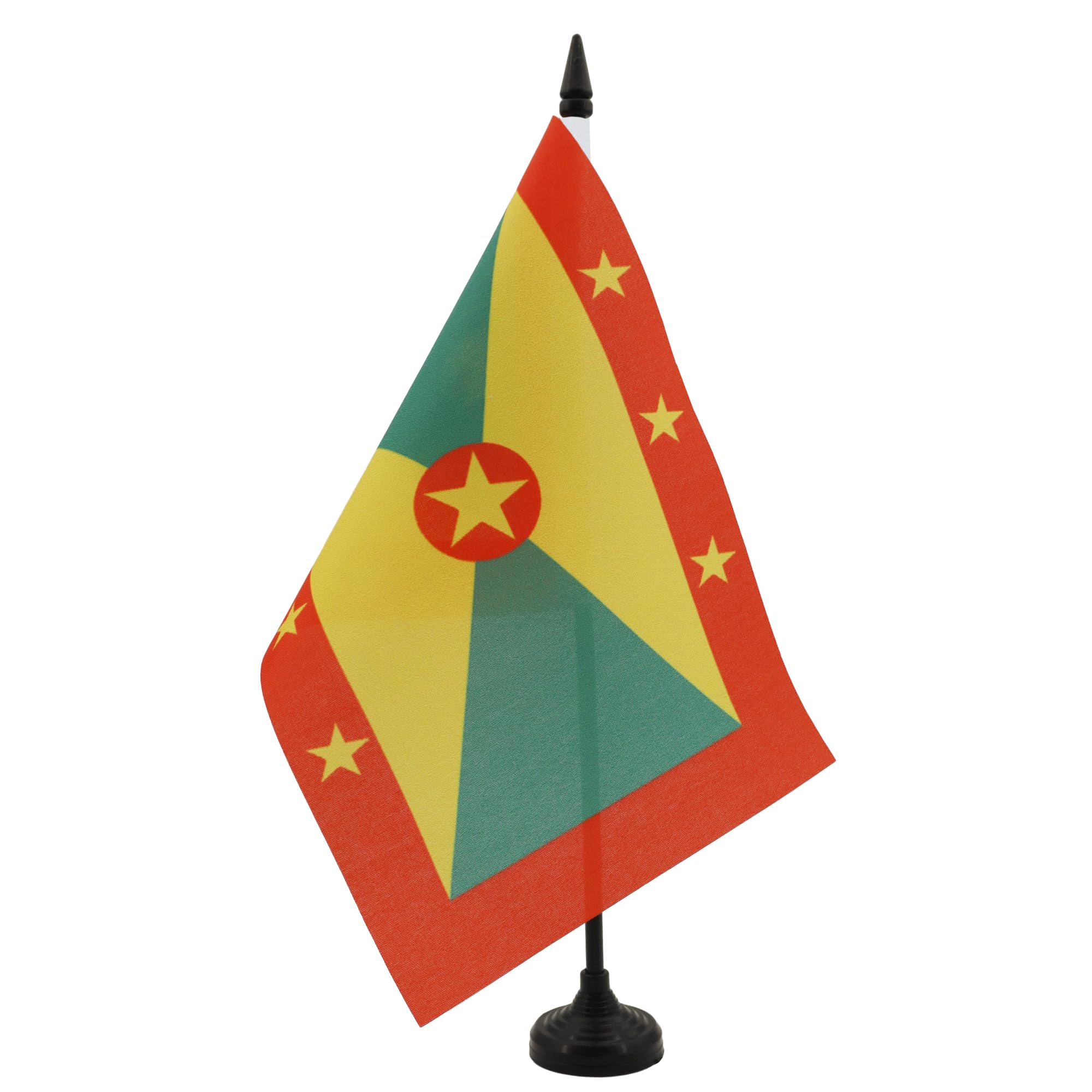 AZ FLAG Grenada Table Flag 5'' x 8'' - Grenadian Office Decoration 100% Polyester 21 x 14 cm - Mini Desk Flag with Pole and Black Plastic Base — image 1