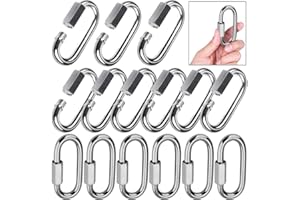 Quick Link, Lsqurel 304 Stainless Steel D Shape Locking Carabiner Heavy Duty Chain Link Keychain for Outdoor Fence Gate Swings Pet Dog M4 M6 M8 M10 M12 Capacity 200lb 600lb 1200lb 2400lb 3000lb