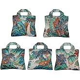 Envirosax Reusable Grocery Shopping Tote Bags Set of 5 Ink Landscape | Lightweight Durable Water Resistant Foldable