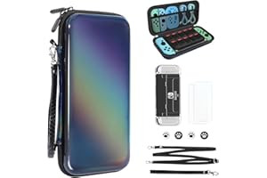 belle&birdie Protective Shell Carrying Case For Nintendo OLED Switch, 10IN1 Accessories Bundle,Waterproof Portable Travel Protection w/ Game Cartridge Holder,Screen Protector,Cover,Strap,Thumb Grips