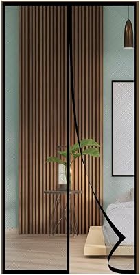 Mosquitera Puerta Magnetica, 60x190CM Cortina, Se Cierra Automáticamente, Fácil Instalación sin Taladrar(Poliéster,Negro)