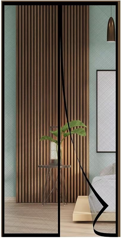 Mosquitera Puerta Magnetica, 60x190CM Cortina, Se Cierra Automáticamente, Fácil Instalación sin Taladrar(Poliéster,Negro)