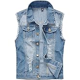 Mens Casual Denim Vest Sleeveless,Vintage Jean Vest Button Down