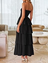ZESICA Women‘s Summer Boho Strapless Maxi Dress
