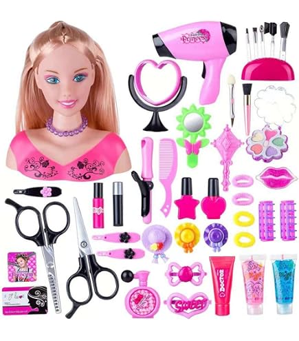 Kit Coiffure Et Maquillage Poupée HoveeLuty - 35 Accessoires, Sèche-Cheveux, Pour Filles 3 Ans Et Plus, Cadeau Créatif