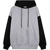 Hilinker Women's Cute Color Block Hoodie Casual Long sleeve Pullover Sweatshirt