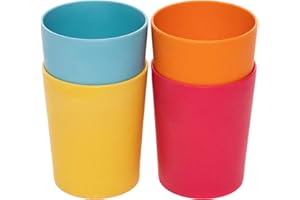 WeeSprout Bamboo Toddler Cups - 4 pc Set (10 fl oz), Organic & Non-Plastic Cup Pack for Toddlers, Big Kids or Baby, Natural