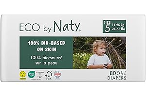 Eco by Naty Eco-Friendly Baby Diapers - 100% Plant-Based Materials on Skin, Soft, for Sensitive Skin & Super Absorbent (Size 5, 80 Count)