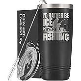 Onebttl Ice Fishing Gifts for Men, Gifts for Ice Fishing Lover, Funny Fishermen Gift, 20oz Stainless Steel Tumbler, Laser