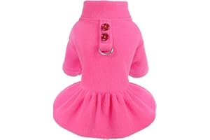 WANSOMMY Dog Harness Dress Fleece Dog Sweater for Small Dogs Girl, Female Dog Sweater with Leash Ring Fall Winter Warm Dog Clothes Puppy Coat Pet Outfit for Small Dogs Girl Cat Apparel Pink,Size XS,Color Pink