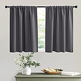 RYB HOME Short Grey Blackout Curtains for Small Bedroom Window, Insulating UV Blocking Drapes for Kitchen Cafe Basement Garag