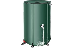 MATALDE Collapsible Rain Barrel Water Collection System - 100 Gallon Portable Water Storage Tank,Foldable Rainwater Collect System Downspout, Water Catcher Container with Filter, Spigots＆Overflow Kit,Green