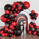 Lukiituke Red and Black Balloon Arch Kit, 114Pcs Black and Red Balloons | 4 Sizes Birthday Balloons for Poker Card, BBQ Casino, Birthday, New Year Decorations