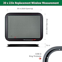 Dulepax RV Exit Window, 30”W x 22” H Tinted