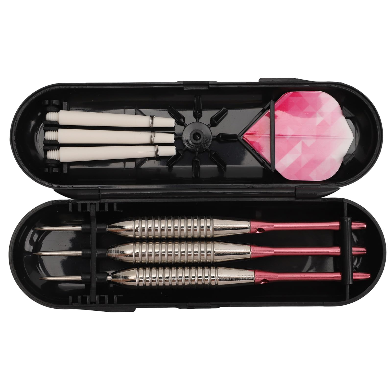 Naroote Pink Darts Set, 22g Steel and Aluminumetal Darts Pink Metal Steel Tip Darts Knurled Grip with Storage Case Professional Darts Kit, for Home, Bars, and Competitive Games