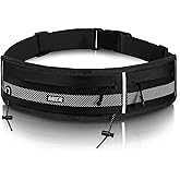 MIER Running Belt for Men Women Slim Fanny Pack Phone Holder Jogging Pouch with Marathon Bib Clip Runner Waist Pack for Walking Cycling for Keys, Cards & Essentials (Black)