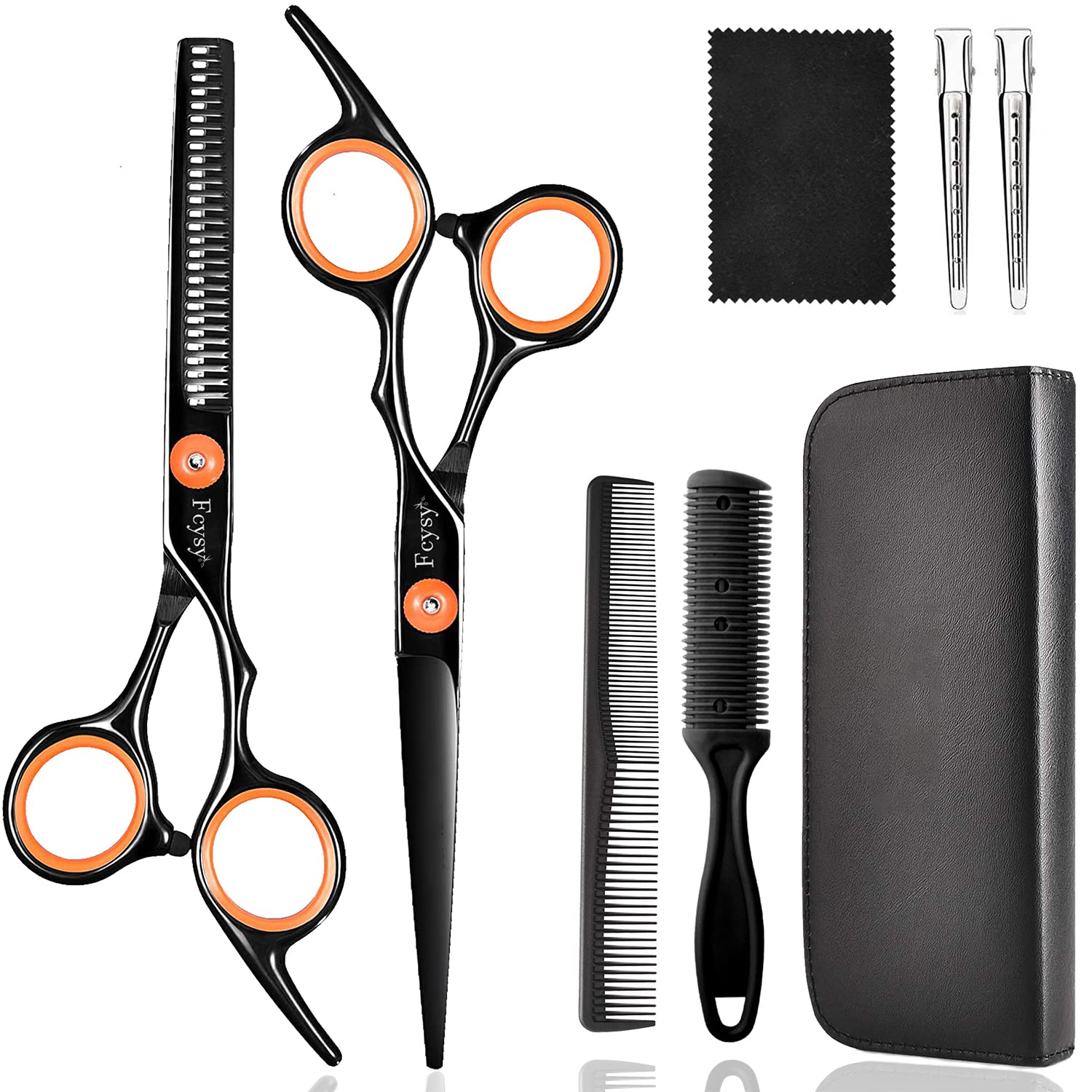 Hairdressing Scissors Thinning Scissor Set, Fcysy Professional Hair Dressing Sizzors Kit with Hairdresser Scissors Blending Shears Barber Accessories, Hair Cutting kit Haircut Set for Women Men