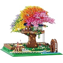 アクリル絵画　“Tree House” Amazon.com: Architecture Rainbow Tree Building Block