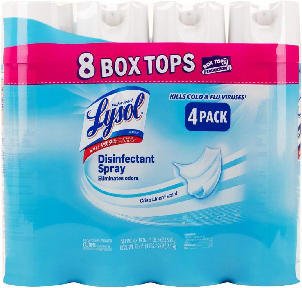 An Item of Lysol Disinfectant Spray 4pk- Crisp Linen - Pack of 1 - Bulk Disc