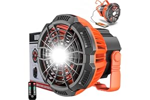 SUPOLOGY Portable Fan Camping Fan for Tents, 25 Hours Work-time Lantern Light Weight Ceiling Tents Fan with 7800mAh Power Bank, Clip and Remote, Easy Carry Rechargeable Fan for Hiking, BBQ, Hunting, Hurricane