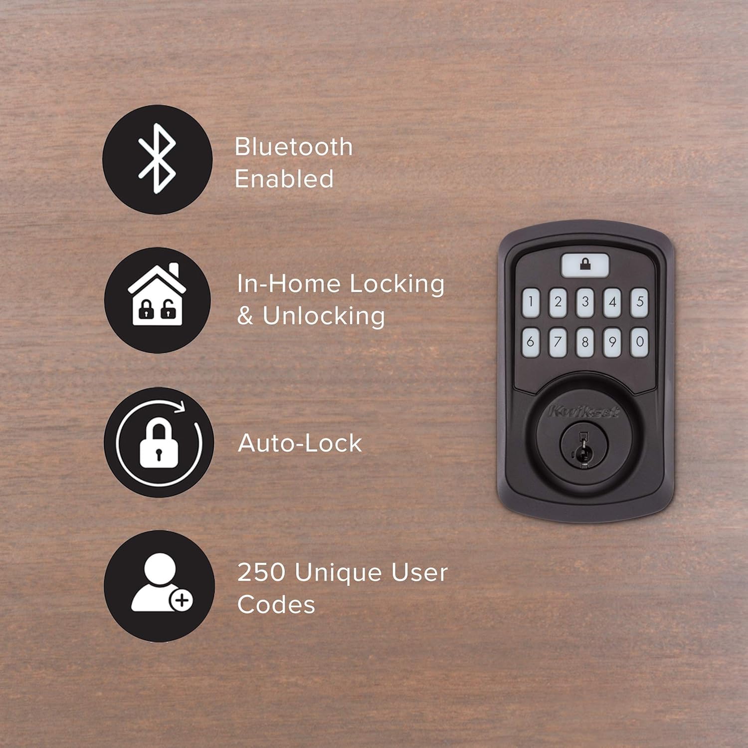 Kwikset 99420-003 Aura Bluetooth Programmable Keypad Door Lock Deadbolt Featuring SmartKey Security, Iron Black - View 4