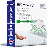 Waterproof Mattress Protector by Slumberfy | Hypoallergenic Viscose Made from Bamboo Mattress Protector | Natural + Breathable Jacquard Fabric | Queen Mattress Cover – 60x80”