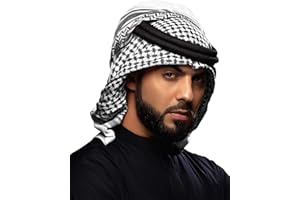 HOMELEX Keffiyeh Arab Head Scarf for Men Sheikh Muslim Turban Saudi Dubai Headwear