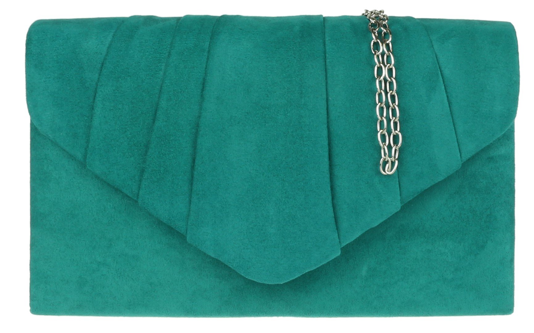 Girly Handbags Womens Faux Suede Clutch Bag Pleated Evening Party (Green)