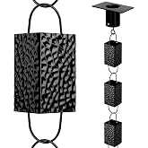 Adorafur Rain Chains for Gutters Outside Black with Adapter 8.5FT 16 Cups | Square Rain Catcher Chain for Heavy Rain,Rust Resistant,Decorative Downspout Alternative