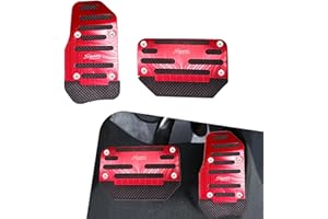 Sumjig 2 PCS Car Accelerator Brake Pedal Kit, Metal Rubber Sports Style Non-Slip Wear-Resistant Pedal Modification Pedal, Car Replacement Parts, for Most Automatic Transmission Vehicles (Red)