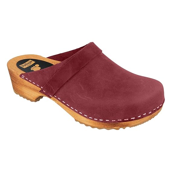 maroon clogs