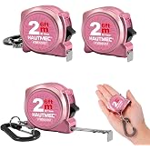 HAUTMEC Mini Tape Measure, Pink 3PCS 6ft/2m Small Measuring Tape, Metric &amp; Imperial Scales, Retractable Pocket Keychain Measurement,ABS Protective Casing, Suitable for Homeowners, 25057