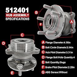 Pair 512401 Rear Wheel Bearing Hub Assembly