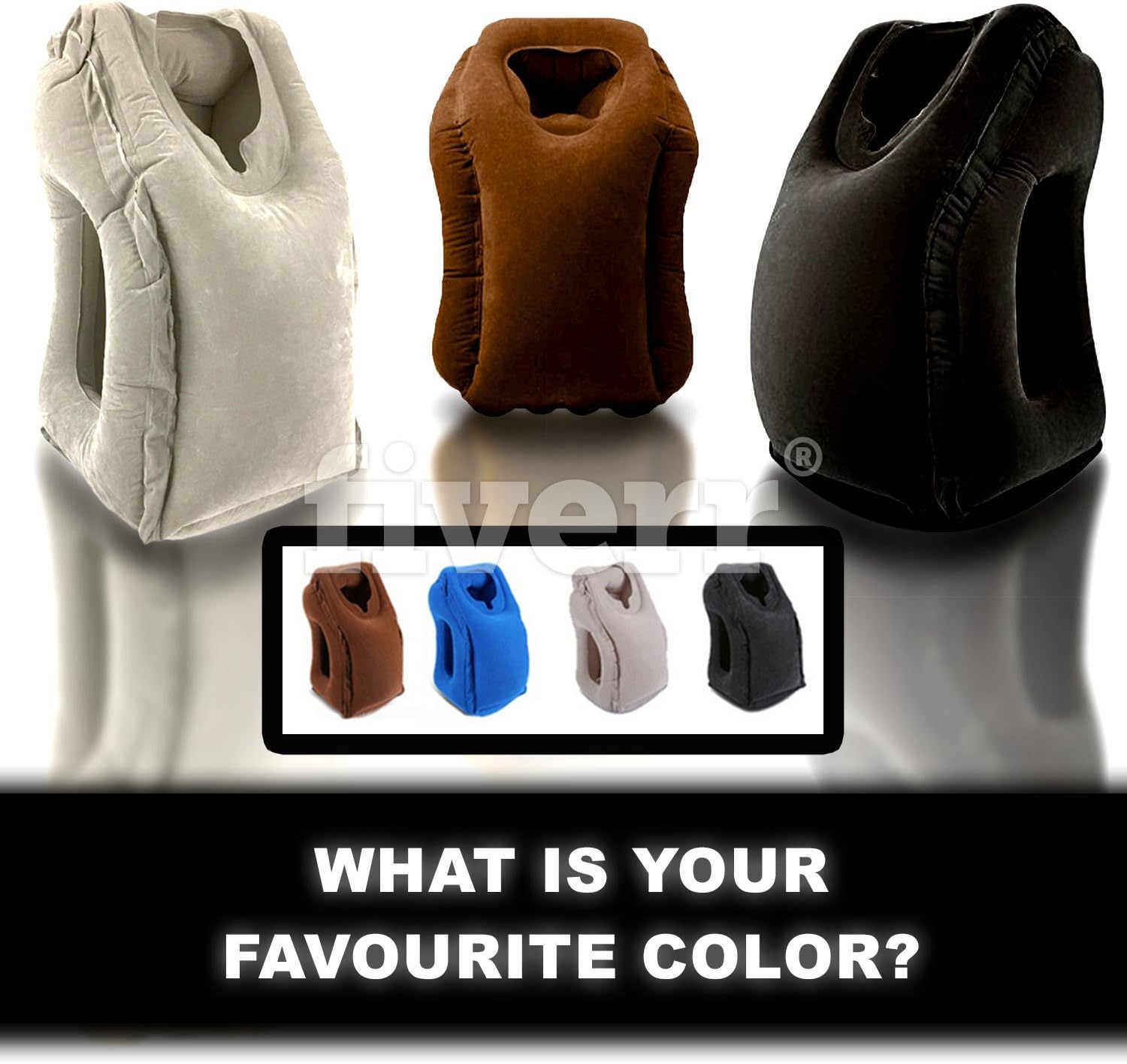 inflatable travel pillow (black)