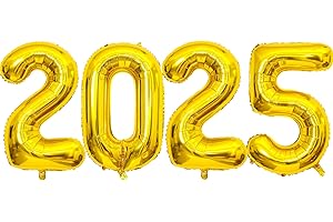 BBPOOL Gold Number 2025 Balloons, 40" Large Gold 2025 Balloons Helium Mylar Foil Balloons for 2025 New Year Christmas Graduation Party Decoration