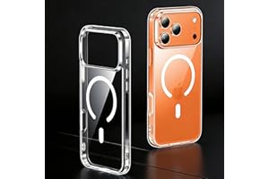 Magnetic Clear Case for iPhone 17 Pro Max 6.9 inch with Tempered Glass Screen Protector Slim Transparent Anti Yellowing Shock