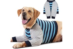FUAMEY Dog Recovery Shirt with Front Leg Dog Elbow Protector, Purple Striped Polyester, XXXL, Protects Medium & Large Dogs' K