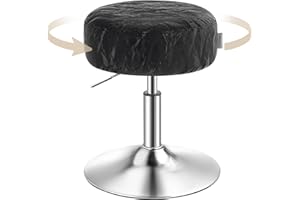 VASAGLE Adjustable Vanity Stool, Makeup Vanity Chair, 360° Swivel, PU Upholstery, Thick Cushion, for Bedroom, Kitchen, Dining