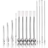 15Pcs Stainless Steel Lab Spatula Micro Scoop Reagent Laboratory Mixing Spatula 22cm Long Sampling Spoon
