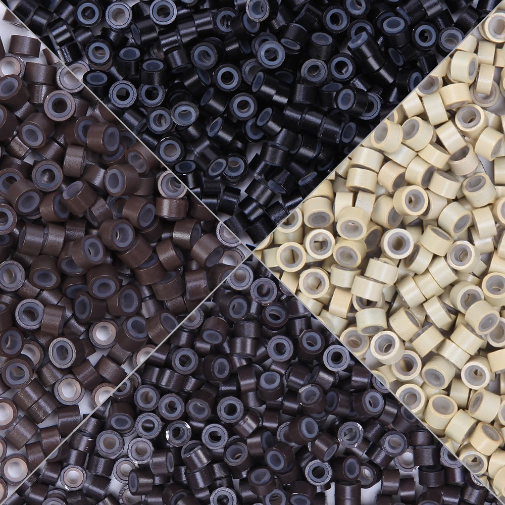 Elailite Micro Rings 5mm Light brown Silicone Lined 1000 Pcs Links Beads Linkies for Pre Bonded I Tip Human Hair Extensions Feather Hair Extensions — image 1