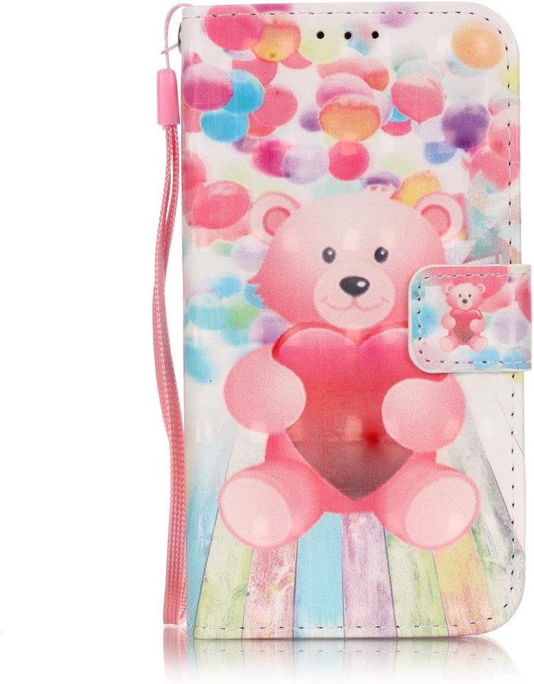 ISAKEN Samsung Galaxy S4 Case, Galaxy S4 Flip Cover, PU Leather Cover for Galaxy S4 I9500 - Bookstyle Pu Leather Wallet Magnetic Strap Design Pouch with Card Holder - pink bear