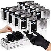 FINITEX - Black Nitrile Disposable Gloves, Exam Gloves, Powder-free, Latex-free, 3mil, Case of 10 Boxes