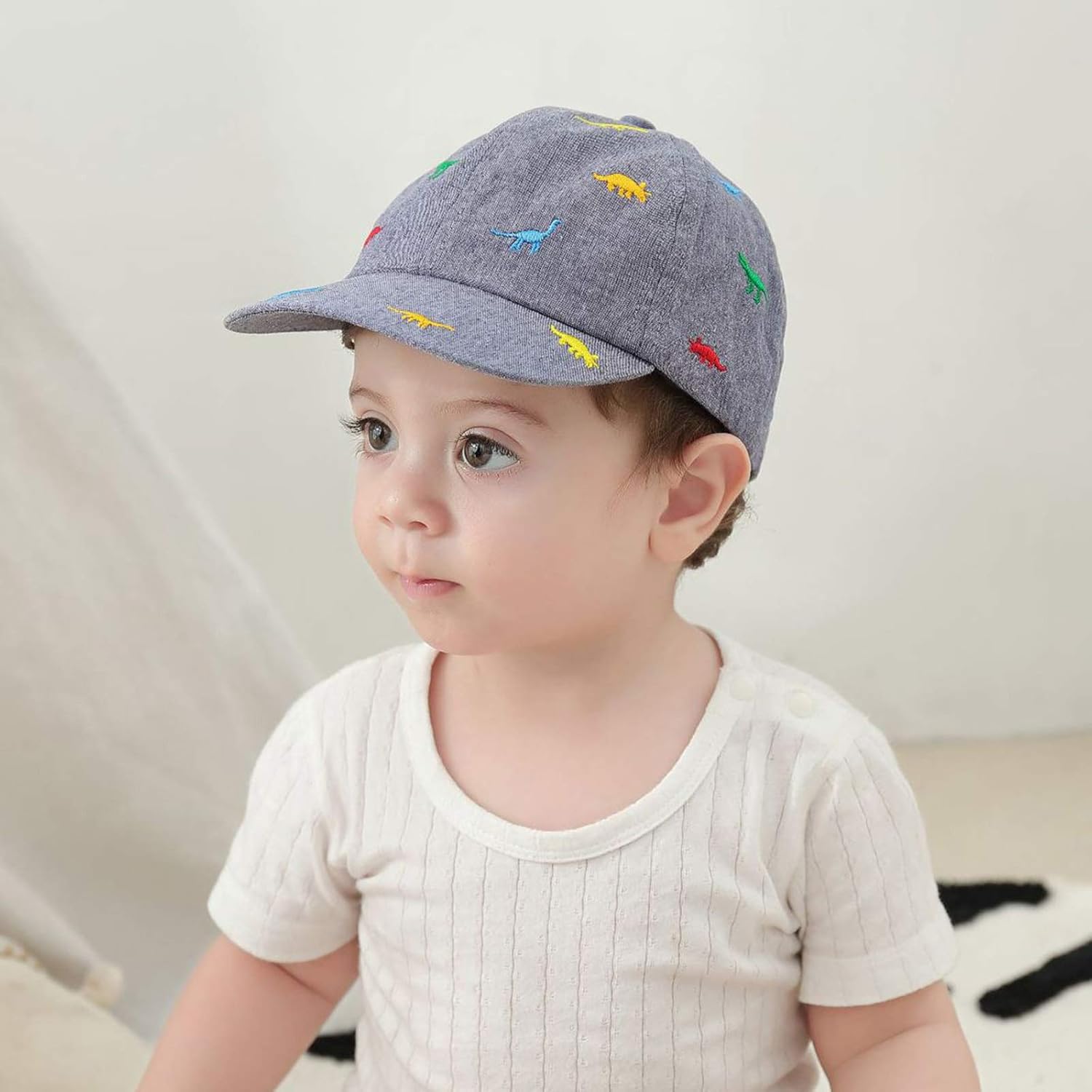 Summer Baby Boy Baseball Hat Dinosaur Infant Visor Caps Cotton Toddler Boys Sun Hats: Clothing