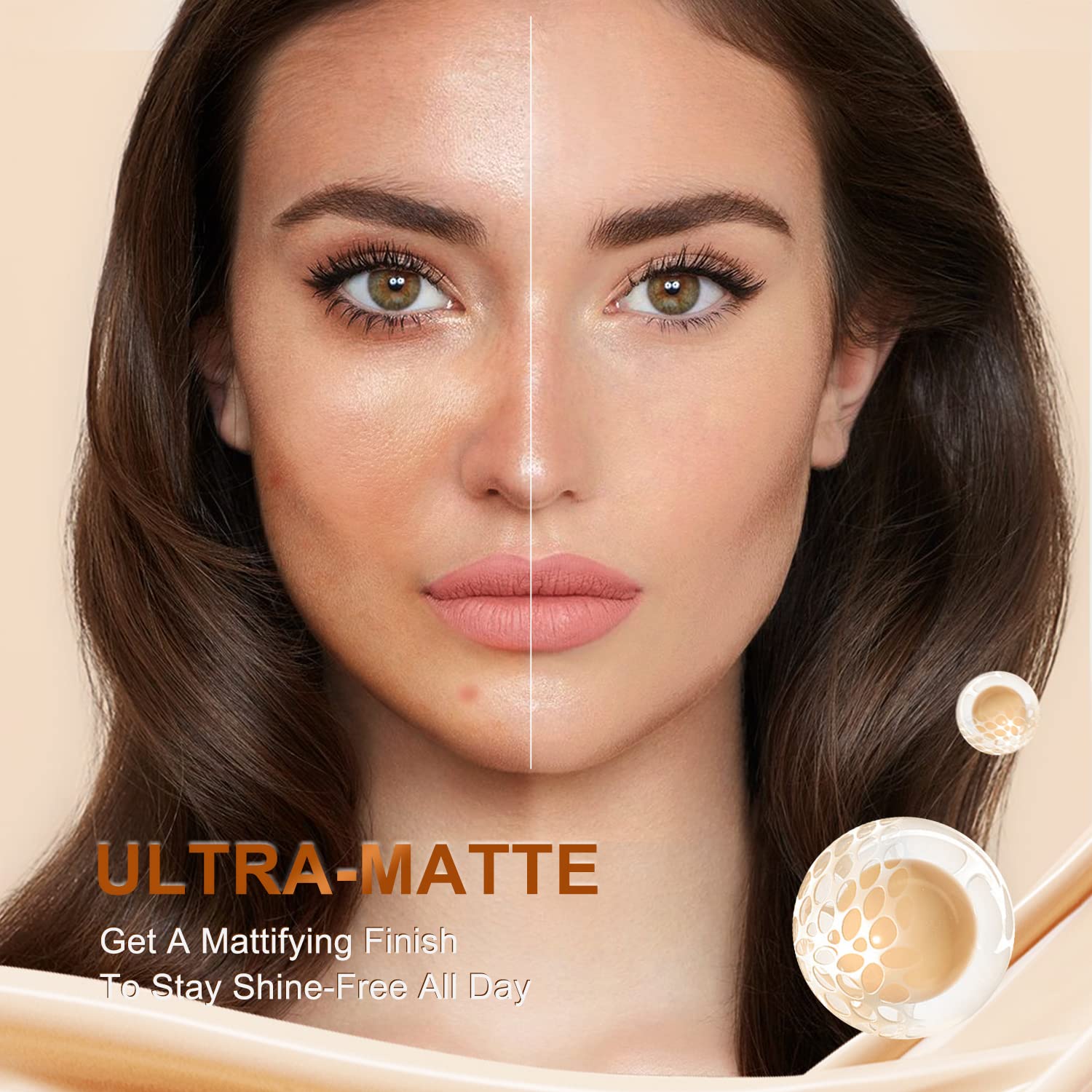 SACE LADY Full Cover Liquid Foundation and Face Pressed Compact Powder Makeup Set, Flawless Lasting Oil Control Face Makeup Kit 2Pcs