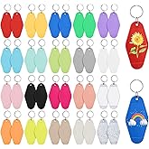 40PCS Motel Keychains Blank Hotel Keychain Colorful Plastic Key Rings Retro Printing Rhombus Keychains Board for DIY Keychain Making Key Tags Labels Kit Travel Bag Luggage Tag Craft Gifts Decorations