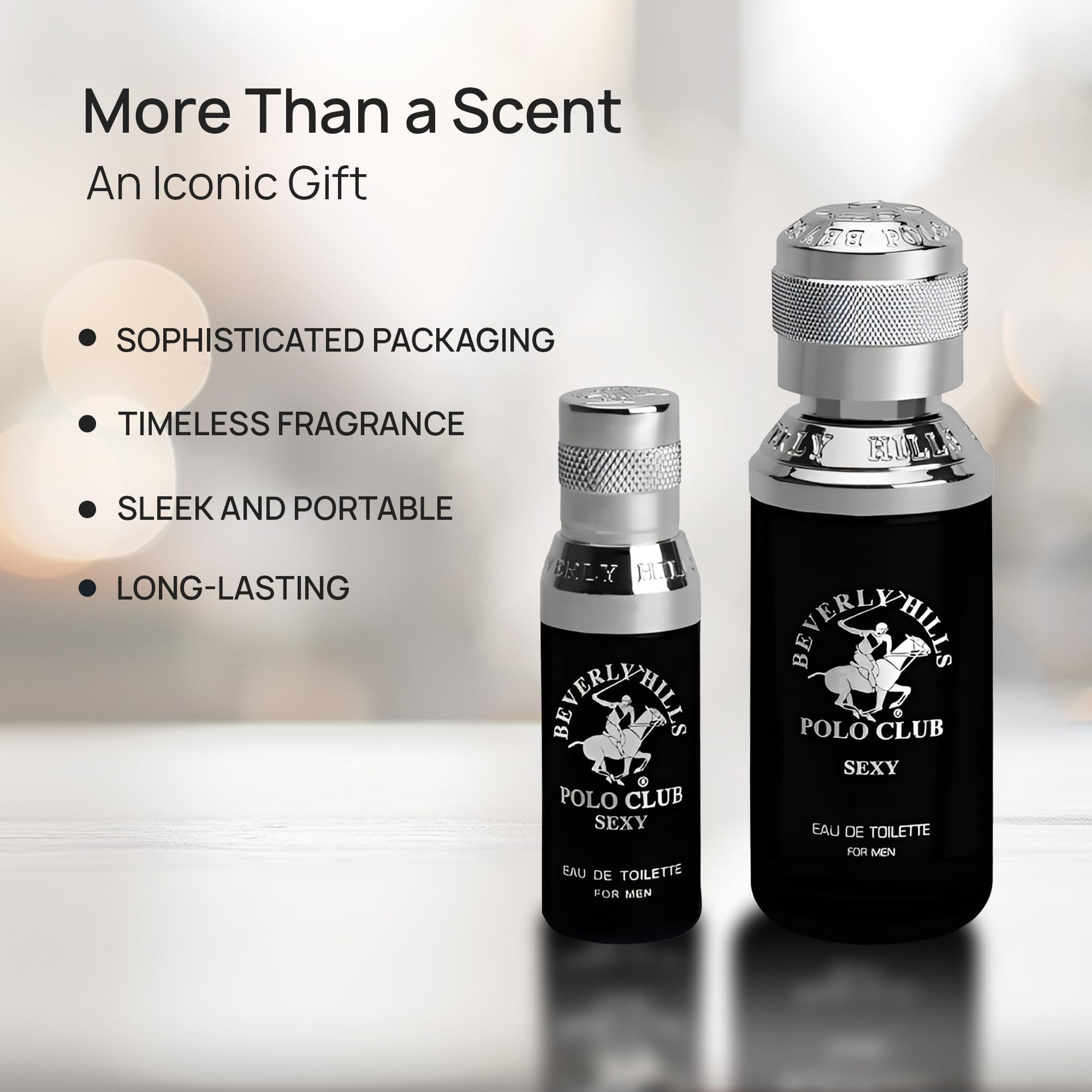 Beverly Hills Polo Club BHPC Men's Eau de Toilette Bonus Pack - Sexy Scent Cologne Gift Set (1.7 oz + 0.5 oz Travel Spray)