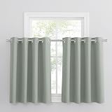 PONY DANCE Green Sage Short Eyelet Blackout Curtains 52 x 36 Inch 2 Panels