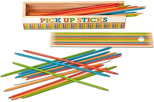 Melissa and Doug Wooden Pick-up Sticks Tabletop Game with 41 Colorful Wooden Pieces in Wooden Storage Box