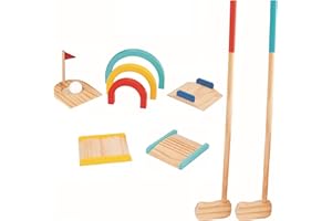 TOOKYLAND Kids Wooden Golf Set - 13pcs - 2 Player Game Set with Carry Bag, Ages 3+