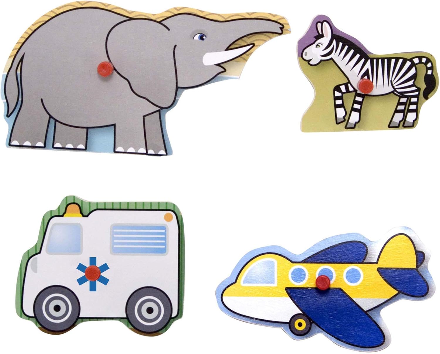 Melissa & Doug Wooden Peg Puzzles Set - Farm, Safari, and Vehicles: Toys & Games